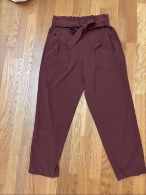 Athleta Paperbag Waist Trousers in Burgundy